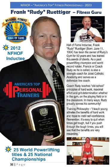 Frank "Rudy" Ruetigger National Fitness Hall of Fame Inductee